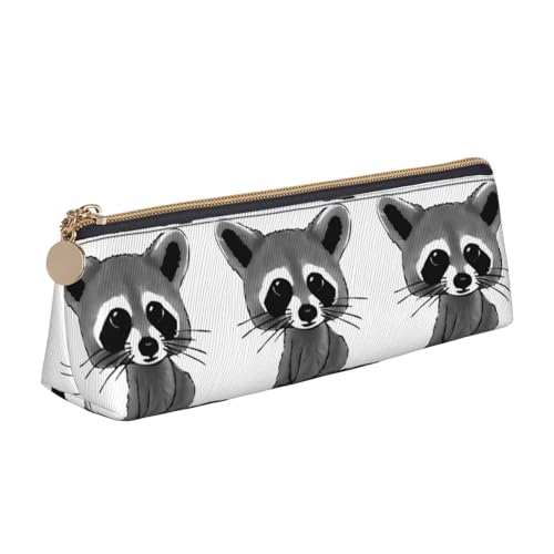 Leder Stift und Bleistift Cartoon Niedliche Waschbär Fall, Niedlich Slim Pen Case, Niedliche Schreibwaren Tasche, Tragbare Kosmetiktasche, Reißverschluss Tasche., Cartoon-Waschbär, Einheitsgröße, von BUULOO