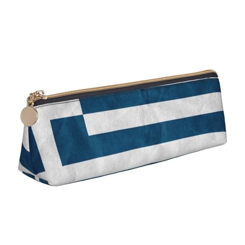 Leder Stift und Bleistift Cartoon Niedliche Waschbär Fall, Niedlich Slim Pen Case, Niedliche Schreibwaren Tasche, Tragbare Kosmetiktasche, Reißverschluss Tasche., Griechische Flagge, Einheitsgröße, von BUULOO