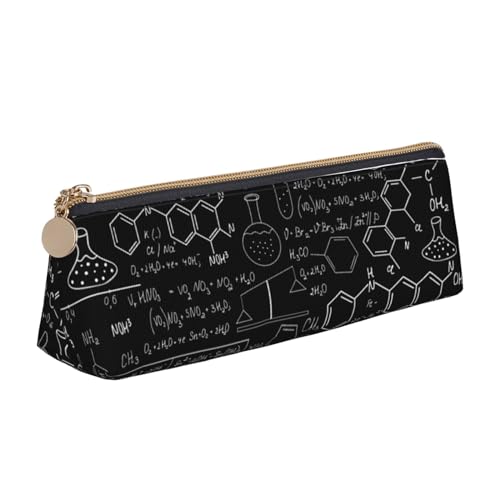 Leder Stift und Bleistift Kuh Hirsch Baum Weihnachten Fall Niedlich Slim Pen Case Cute Stationery Bag Tragbare Kosmetiktasche Reißverschluss Tasche, Abstrakte Wissenschaft Chemie., Einheitsgröße, von BUULOO