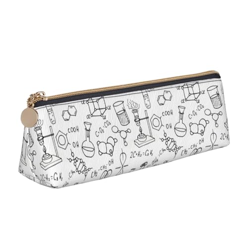 Leder Stift und Bleistift Kuh Hirsch Baum Weihnachten Fall Niedlich Slim Pen Case Cute Stationery Bag Tragbare Kosmetiktasche Reißverschluss Tasche, Chemie-Druck., Einheitsgröße, Lässiger von BUULOO