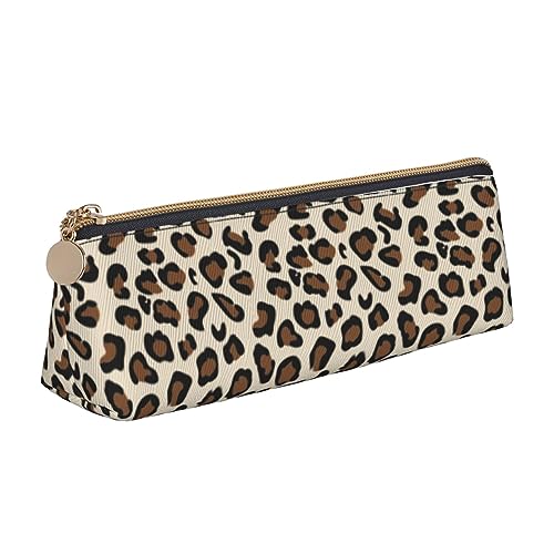 Leder Stift und Bleistift Leopard Print Case, Cute Slim Pen Case, Cute Stationery Bag, Portable Cosmetic Bag, Zipper Bag., leopardenmuster, Einheitsgröße, Lässiger Tagesrucksack von BUULOO