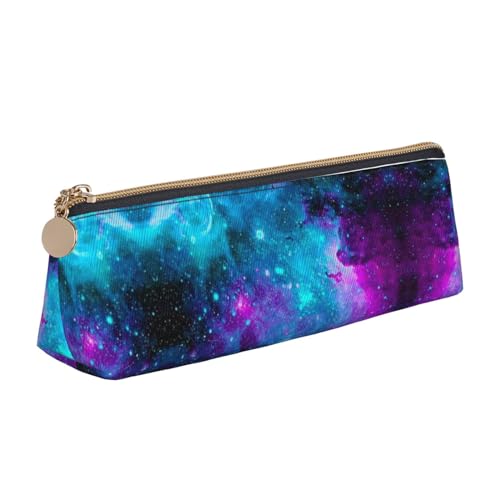 Leder Stift und Bleistift Lila Sternenhimmel Fall, Niedlich Slim Pen Case, Niedliche Schreibwaren Tasche, Tragbare Kosmetiktasche, Reißverschluss Tasche., Lila Sternenhimmel, Einheitsgröße, Lässiger von BUULOO