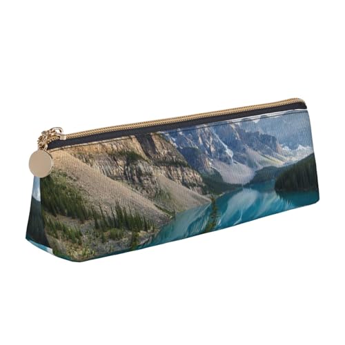 Leder Stift und Bleistift Marienkäfer Fall, niedliche schlanke Stifteetui, niedliche Schreibwaren-Tasche, tragbare Kosmetiktasche, Reißverschluss-Tasche., Rocky Mountains, Einheitsgröße, Lässiger von BUULOO