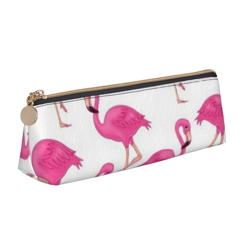 Leder Stift und Bleistift Marienkäfer Fall, niedliche schlanke Stifteetui, niedliche Schreibwaren-Tasche, tragbare Kosmetiktasche, Reißverschluss-Tasche., Rosa Flamingo, Einheitsgröße, Lässiger von BUULOO