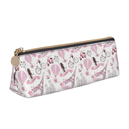 Leder Stift und Bleistift Modern Floral Case, Cute Slim Pen Case, Cute Stationery Bag, Portable Cosmetic Bag, Zipper Bag., Romantischer Paris Schmetterling Eiffelturm, Einheitsgröße, Lässiger von BUULOO