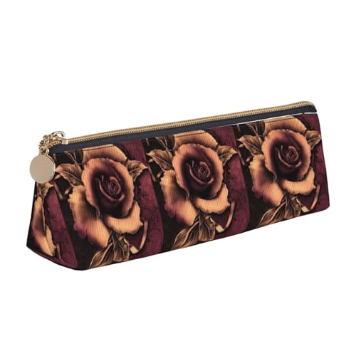 Leder Stift und Bleistift Weiß Strand Tropisches Meer Fall, Niedliche schlanke Stifteetui, niedliche Schreibwaren-Tasche, tragbare Kosmetiktasche, Reißverschluss-Tasche., Gothic Rose, Einheitsgröße, von BUULOO