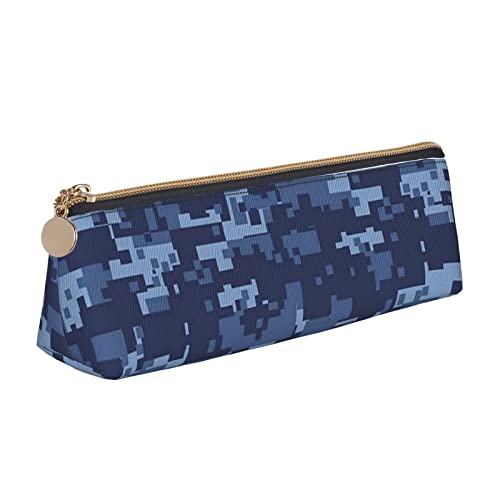 Leder Stift und Bleistift schwarz und weiß kariert Fall, niedliches schlankes Stifteetui, niedliche Schreibwarentasche, tragbare Kosmetiktasche, Reißverschluss-Tasche., Camouflage-Muster, von BUULOO