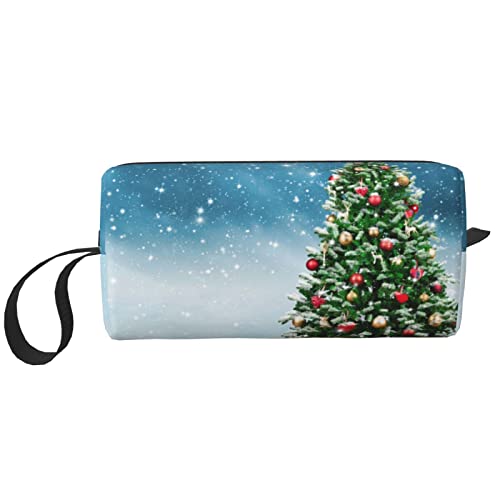 Niedliche Seeotter-Make-up-Tasche, kleine Reise-Kosmetiktasche für Teenager-Mädchen, Reißverschlusstasche für Damen, tragbare Kosmetiktaschen für Outdoor, Business, Sport und Fitness, Weihnachtsbaum von BUULOO