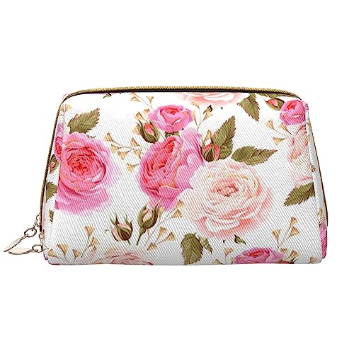 Tragbare Basketball-Sport-Make-up-Tasche aus Leder, große Kapazität, Reise-Make-up-Tasche, Kulturbeutel, Reise-Organizer, tragbare Make-up-Tasche., Blume, Rose, Rosa, Einheitsgröße von BUULOO