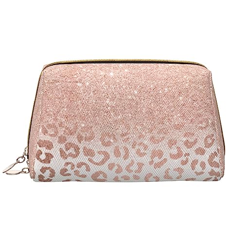 Tragbare Make-up-Tasche aus Leder, mit Glitzer, große Kapazität, Reise-Make-up-Tasche, Kulturbeutel, Reise-Organizer, tragbare Make-up-Tasche., Roségold Glitzer, Einheitsgröße von BUULOO