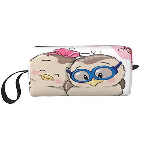 Vampir-Fledermaus-Make-up-Tasche, kleine Reise-Kosmetiktasche für Teenager-Mädchen, Reißverschlusstasche für Damen, tragbare Kosmetiktaschen für Outdoor, Business, Sport und Fitness, Love Birds, von BUULOO