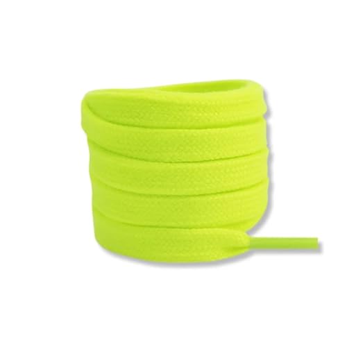 BUUV Flache Baumwollschnürsenkel for Turnschuhe Schnürsenkel High-Top-Canvas-Freizeitschnürsenkel Keine Elastizität Schnürsenkel Männer Frauen (Color : Fluorescent green, Size : 140cm) von BUUV