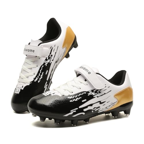 Kinder-Fußballschuhe für Jungen und Mädchen, athletisch, Outdoor, Jugendliche, Laufen und Training, leichte Baseballschuhe (kleines Kind/großes Kind), BlackGold, 12 Little Kid von BUWTDAY
