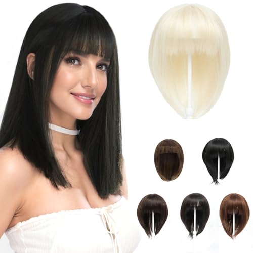 BUYOGET Blonder Haar-Topper Clip-in-Haarteil für Frauen Kurz 12 Zoll Clip-in-Topper mit Fransen für dünner werdendes Haar von BUYOGET
