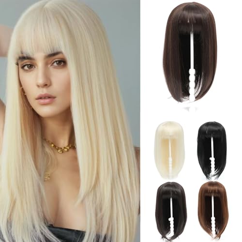BUYOGET Dunkelbrauner Haar-Topper Clip-in-Haarteil für Frauen Lang 18 Zoll Clip-in-Topper mit Fransen für dünner werdendes Haar BUYOGET Dunkelbrauner Haar-Topper Clip-in-Haarteil für Frauen Lang 18 Zoll Clip-in-Topper mit Fransen für dünner werdendes Haar von BUYOGET