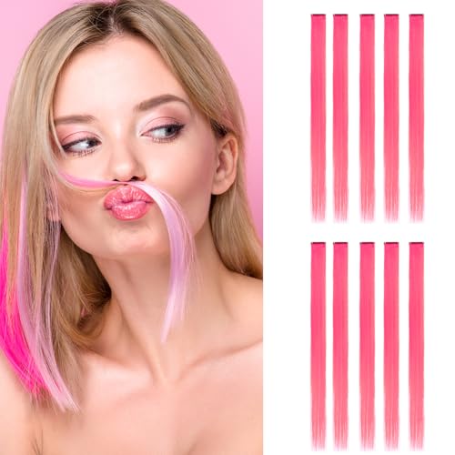 BUYOGET Farbige Haarverlängerungen zum Anklipsen, glattes Kunsthaar, Strähnchen, 53,3 cm, Erdbeerrot, Clip-on-Haarverlängerung für Damen und Mädchen, Weihnachtsfeier, 10 Stück BUYOGET Farbige Haarverlängerungen zum Anklipsen, glattes Kunsthaar, Strähnchen, 53,3 cm, Erdbeerrot, Clip-on-Haarverlängerung für Damen und Mädchen, Weihnachtsfeier, 10 Stück von BUYOGET