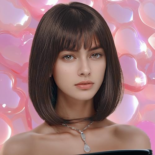 BUYOGET Rotbraune Bob Perücke mit Fransen 12 Zoll kurz gerade Kostüm Perücken für Frauen Cosplay Party Halloween BUYOGET Rotbraune Bob Perücke mit Fransen 12 Zoll kurz gerade Kostüm Perücken für Frauen Cosplay Party Halloween von BUYOGET