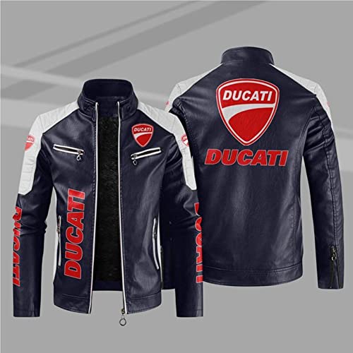 BUYONE Herren Lederjacke Motorradjacke - DUCATI Print Outwear Stehkragen Jacken Reißverschluss Radtrikot Warme Sweatshirts Mantel - Weihnachtsgeschenk-A||XL von BUYONE