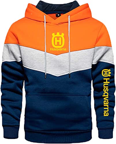 BUYONE Pullover Hoodies Für Herren – H.u.s.q.v.a.r.n.a Bedrucktes Sweatshirt Unisex Splicing Hoody Langarm Pull Over Hooded Sweater Tops – Teen Gift-A||3XL von BUYONE