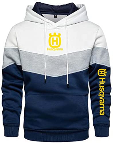 BUYONE Pullover Hoodies Für Herren – H.u.s.q.v.a.r.n.a Bedrucktes Sweatshirt Unisex Splicing Hoody Langarm Pull Over Hooded Sweater Tops – Teen Gift-C||3XL von BUYONE