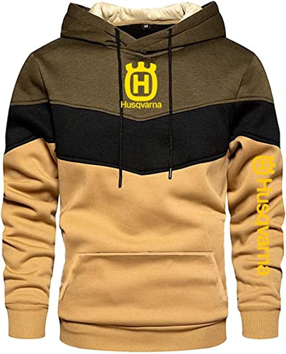 BUYONE Pullover Hoodies Für Herren – H.u.s.q.v.a.r.n.a Bedrucktes Sweatshirt Unisex Splicing Hoody Langarm Pull Over Hooded Sweater Tops – Teen Gift-D||XL von BUYONE