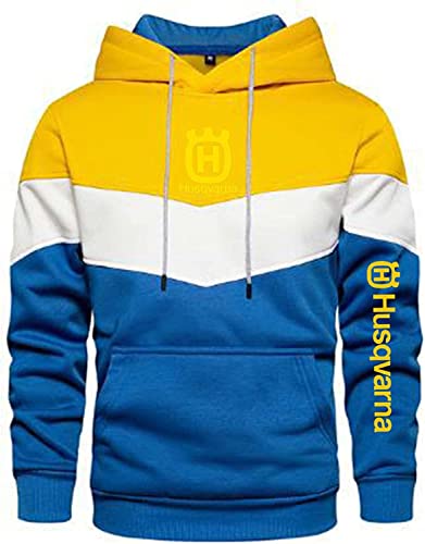 BUYONE Pullover Hoodies Für Herren – H.u.s.q.v.a.r.n.a Bedrucktes Sweatshirt Unisex Splicing Hoody Langarm Pull Over Hooded Sweater Tops – Teen Gift-E||3XL von BUYONE