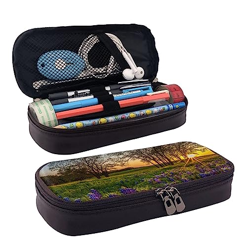 BUYQKANXX Federmäppchen aus PU-Leder, Motiv: Lavendelwiese bei Sonnenuntergang, Federdruck, kompakt und vielseitig, Schreibwaren-Organizer, niedliche Federmäppchen, Bleistift-Organizer mit BUYQKANXX Federmäppchen aus PU-Leder, Motiv: Lavendelwiese bei Sonnenuntergang, Federdruck, kompakt und vielseitig, Schreibwaren-Organizer, niedliche Federmäppchen, Bleistift-Organizer mit von BUYQKANXX
