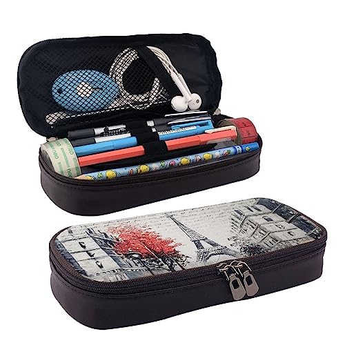 BUYQKANXX Federmäppchen aus PU-Leder, Motiv: Paris Straßenturm – kompakt und vielseitig, niedliches Federmäppchen, Bleistift-Organizer mit Reißverschluss, Schwarz , Einheitsgröße, Kosmetiktasche BUYQKANXX Federmäppchen aus PU-Leder, Motiv: Paris Straßenturm – kompakt und vielseitig, niedliches Federmäppchen, Bleistift-Organizer mit Reißverschluss, Schwarz , Einheitsgröße, Kosmetiktasche von BUYQKANXX