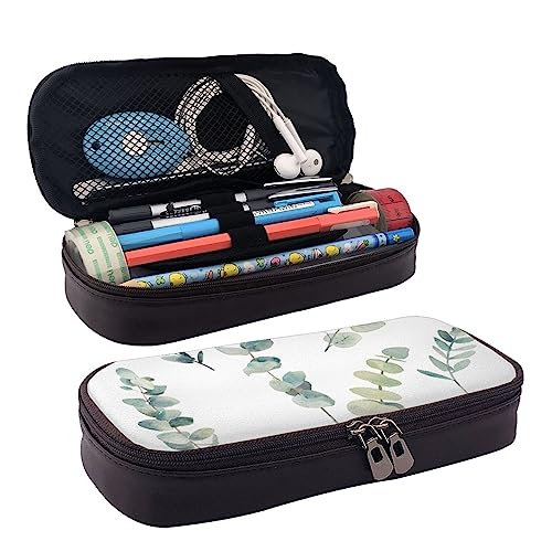 BUYQKANXX Federmäppchen aus PU-Leder, mit natürlichem grünen Zweig-Druck, kompakt und vielseitig, Schreibwaren-Organizer, niedliches Federmäppchen, Bleistift-Organizer mit Reißverschluss, Schwarz , BUYQKANXX Federmäppchen aus PU-Leder, mit natürlichem grünen Zweig-Druck, kompakt und vielseitig, Schreibwaren-Organizer, niedliches Federmäppchen, Bleistift-Organizer mit Reißverschluss, Schwarz , von BUYQKANXX