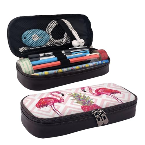 BUYQKANXX Federmäppchen aus PU-Leder mit Flamingo-Ananas-Druck, kompakt und vielseitig, Schreibwaren-Organizer, niedliche Federmäppchen, Bleistift-Organizer mit Reißverschluss, Federmäppchen, Schwarz BUYQKANXX Federmäppchen aus PU-Leder mit Flamingo-Ananas-Druck, kompakt und vielseitig, Schreibwaren-Organizer, niedliche Federmäppchen, Bleistift-Organizer mit Reißverschluss, Federmäppchen, Schwarz von BUYQKANXX