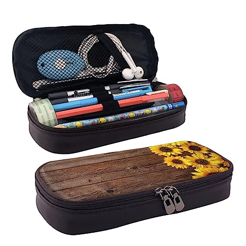 BUYQKANXX Federmäppchen aus PU-Leder mit Sonnenblumen-Motiv, kompakt und vielseitig, niedliches Federmäppchen, Bleistift-Organizer mit Reißverschluss, Schwarz , Einheitsgröße, Kosmetiktasche BUYQKANXX Federmäppchen aus PU-Leder mit Sonnenblumen-Motiv, kompakt und vielseitig, niedliches Federmäppchen, Bleistift-Organizer mit Reißverschluss, Schwarz , Einheitsgröße, Kosmetiktasche von BUYQKANXX