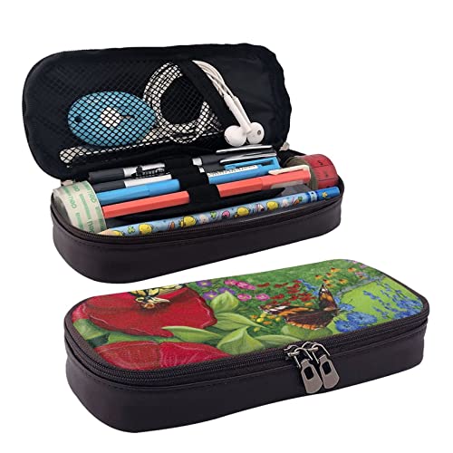 BUYQKANXX Federmäppchen aus PU-Leder mit Vogel-Schmetterling-Blumendruck, kompakt und vielseitig, Schreibwaren-Organizer, niedliches Federmäppchen, Bleistift-Organizer mit Reißverschluss, Schwarz , BUYQKANXX Federmäppchen aus PU-Leder mit Vogel-Schmetterling-Blumendruck, kompakt und vielseitig, Schreibwaren-Organizer, niedliches Federmäppchen, Bleistift-Organizer mit Reißverschluss, Schwarz , von BUYQKANXX