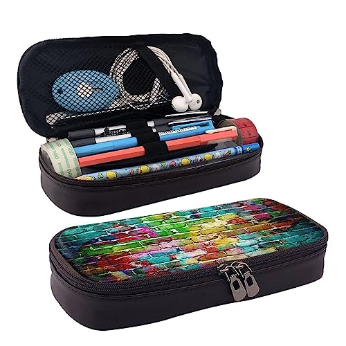 BUYQKANXX Federmäppchen aus PU-Leder mit buntem Ziegeldruck, kompakt und vielseitig, niedliches Federmäppchen, Bleistift-Organizer mit Reißverschluss, Schwarz , Einheitsgröße, Kosmetiktasche BUYQKANXX Federmäppchen aus PU-Leder mit buntem Ziegeldruck, kompakt und vielseitig, niedliches Federmäppchen, Bleistift-Organizer mit Reißverschluss, Schwarz , Einheitsgröße, Kosmetiktasche von BUYQKANXX