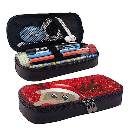 BUYQKANXX Federmäppchen aus PU-Leder mit niedlichem Cartoon-Elch-Motiv, kompakt und vielseitig, Schreibwaren-Organizer, niedliche Federmäppchen, Bleistift-Organizer mit Reißverschluss, Schwarz , BUYQKANXX Federmäppchen aus PU-Leder mit niedlichem Cartoon-Elch-Motiv, kompakt und vielseitig, Schreibwaren-Organizer, niedliche Federmäppchen, Bleistift-Organizer mit Reißverschluss, Schwarz , von BUYQKANXX