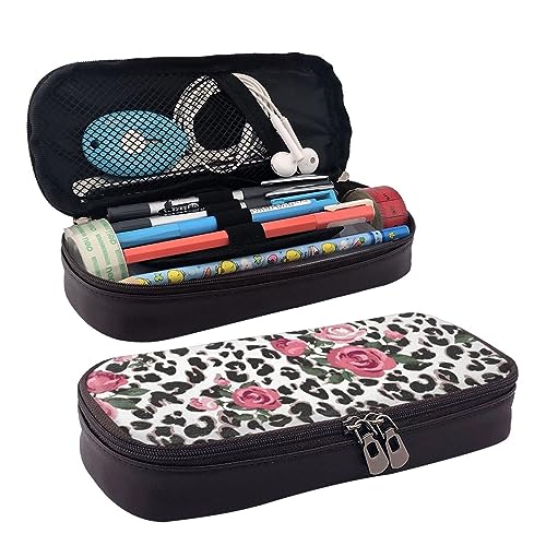 BUYQKANXX Federmäppchen aus PU-Leder mit niedlichem Rosen-Mix, Leopardenmuster, kompakt und vielseitig, Schreibwaren-Organizer, niedliche Federmäppchen, Bleistift-Organizer mit Reißverschluss, Schwarz BUYQKANXX Federmäppchen aus PU-Leder mit niedlichem Rosen-Mix, Leopardenmuster, kompakt und vielseitig, Schreibwaren-Organizer, niedliche Federmäppchen, Bleistift-Organizer mit Reißverschluss, Schwarz von BUYQKANXX