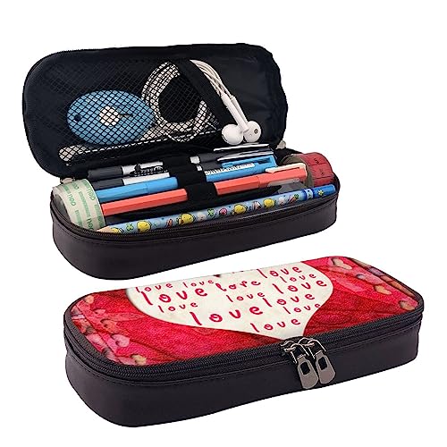 BUYQKANXX Federmäppchen aus PU-Leder mit roten Herzen, kompakt und vielseitig, niedliches Federmäppchen, Bleistift-Organizer mit Reißverschluss, Schwarz , Einheitsgröße, Kosmetiktasche BUYQKANXX Federmäppchen aus PU-Leder mit roten Herzen, kompakt und vielseitig, niedliches Federmäppchen, Bleistift-Organizer mit Reißverschluss, Schwarz , Einheitsgröße, Kosmetiktasche von BUYQKANXX