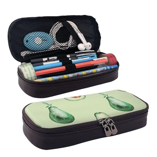 BUYQKANXX Federmäppchen mit Avocado-Muster, PU-Leder, kompakt und vielseitig, Schreibwaren-Organizer, niedliches Federmäppchen, Bleistift-Organizer mit Reißverschluss, Schwarz , Einheitsgröße, BUYQKANXX Federmäppchen mit Avocado-Muster, PU-Leder, kompakt und vielseitig, Schreibwaren-Organizer, niedliches Federmäppchen, Bleistift-Organizer mit Reißverschluss, Schwarz , Einheitsgröße, von BUYQKANXX
