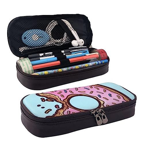 BUYQKANXX Federmäppchen mit Donut-Aufdruck, PU-Leder, kompakt und vielseitig, Schreibwaren-Organizer, niedliches Federmäppchen, Bleistift-Organizer mit Reißverschluss, Schwarz , Einheitsgröße, BUYQKANXX Federmäppchen mit Donut-Aufdruck, PU-Leder, kompakt und vielseitig, Schreibwaren-Organizer, niedliches Federmäppchen, Bleistift-Organizer mit Reißverschluss, Schwarz , Einheitsgröße, von BUYQKANXX