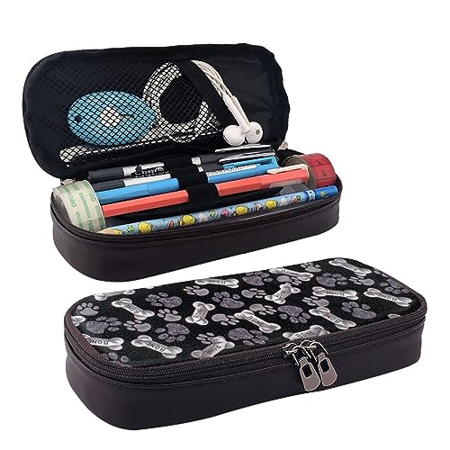 BUYQKANXX Federmäppchen mit Hunde-/Welpenkrallenaufdruck, PU-Leder, kompakt und vielseitig, Schreibwaren-Organizer, niedliche Federmäppchen, Bleistift-Organizer mit Reißverschluss, Schwarz , BUYQKANXX Federmäppchen mit Hunde-/Welpenkrallenaufdruck, PU-Leder, kompakt und vielseitig, Schreibwaren-Organizer, niedliche Federmäppchen, Bleistift-Organizer mit Reißverschluss, Schwarz , von BUYQKANXX