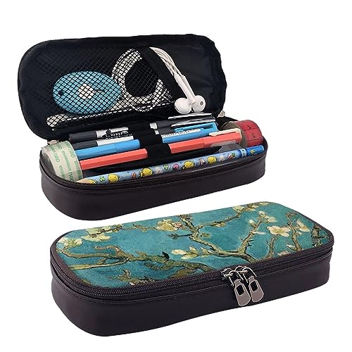 BUYQKANXX Federmäppchen mit Mandelblüten-Druck, PU-Leder, kompakt und vielseitig, Schreibwaren-Organizer, niedliches Federmäppchen, Bleistift-Organizer mit Reißverschluss, Schwarz , Einheitsgröße, BUYQKANXX Federmäppchen mit Mandelblüten-Druck, PU-Leder, kompakt und vielseitig, Schreibwaren-Organizer, niedliches Federmäppchen, Bleistift-Organizer mit Reißverschluss, Schwarz , Einheitsgröße, von BUYQKANXX
