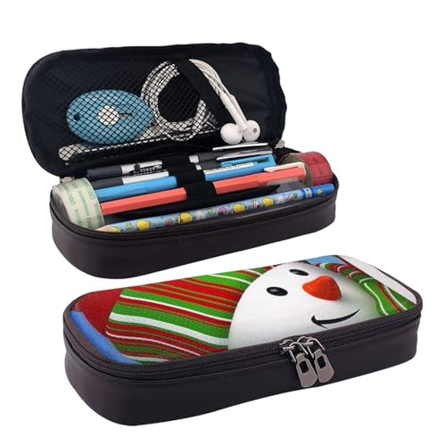BUYQKANXX Federmäppchen mit Smile-Schneemann-Druck, PU-Leder, kompakt und vielseitig, Schreibwaren-Organizer, niedliche Federmäppchen, Bleistift-Organizer mit Reißverschluss, Schwarz , Einheitsgröße, BUYQKANXX Federmäppchen mit Smile-Schneemann-Druck, PU-Leder, kompakt und vielseitig, Schreibwaren-Organizer, niedliche Federmäppchen, Bleistift-Organizer mit Reißverschluss, Schwarz , Einheitsgröße, von BUYQKANXX