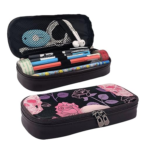 BUYQKANXX Federmäppchen mit Totenkopf-Aufdruck, PU-Kunstleder, kompakt und vielseitig, Schreibwaren-Organizer, niedliches Federmäppchen, Bleistift-Organizer mit Reißverschluss, Schwarz , BUYQKANXX Federmäppchen mit Totenkopf-Aufdruck, PU-Kunstleder, kompakt und vielseitig, Schreibwaren-Organizer, niedliches Federmäppchen, Bleistift-Organizer mit Reißverschluss, Schwarz , von BUYQKANXX