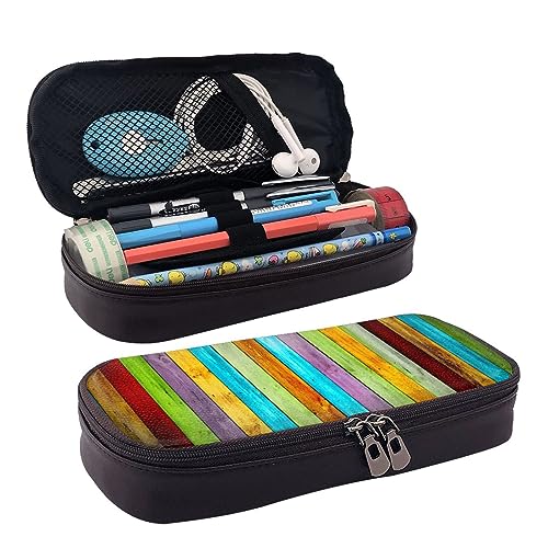 BUYQKANXX Federmäppchen mit buntem Holztafel, PU-Leder, kompaktes und vielseitiges Schreibwaren-Organizer, niedliches Federmäppchen, Bleistift-Organizer mit Reißverschluss, Schwarz , Einheitsgröße, BUYQKANXX Federmäppchen mit buntem Holztafel, PU-Leder, kompaktes und vielseitiges Schreibwaren-Organizer, niedliches Federmäppchen, Bleistift-Organizer mit Reißverschluss, Schwarz , Einheitsgröße, von BUYQKANXX