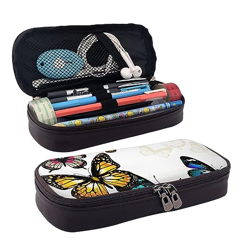 BUYQKANXX Schönes Federmäppchen mit Schmetterlings-Aufdruck, PU-Leder, kompakt und vielseitig, Schreibwaren-Organizer, niedliches Federmäppchen, Bleistift-Organizer mit Reißverschluss, Federmäppchen, BUYQKANXX Schönes Federmäppchen mit Schmetterlings-Aufdruck, PU-Leder, kompakt und vielseitig, Schreibwaren-Organizer, niedliches Federmäppchen, Bleistift-Organizer mit Reißverschluss, Federmäppchen, von BUYQKANXX