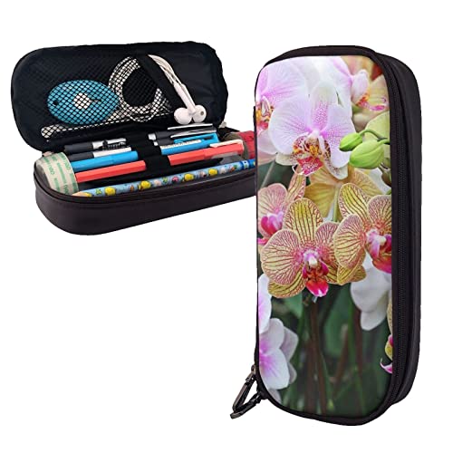 BUYQKANXX Stilvolles Federmäppchen aus Leder – tragbarer Schreibwaren-Organizer, niedliche Federmäppchen mit Reißverschluss, Federmäppchen mit Orchideen-Druck, Federmäppchen, Alltags-Notwendigkeiten, BUYQKANXX Stilvolles Federmäppchen aus Leder – tragbarer Schreibwaren-Organizer, niedliche Federmäppchen mit Reißverschluss, Federmäppchen mit Orchideen-Druck, Federmäppchen, Alltags-Notwendigkeiten, von BUYQKANXX