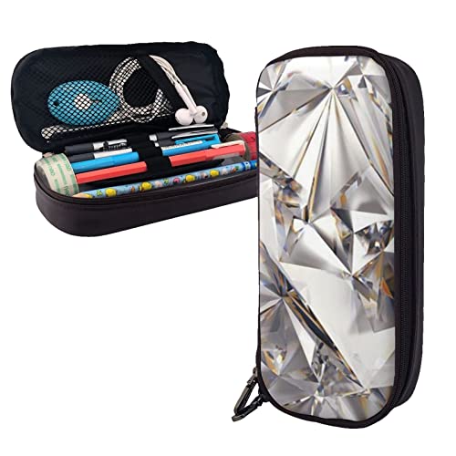 Stilvolles Leder-Federmäppchen – Tragbarer Schreibwaren-Organizer, niedliche Federmäppchen mit Reißverschluss, Federmäppchen, Glitzer, abstraktes Diamant-Kristallmuster, Druck-Federmäppchen, tägliche Stilvolles Leder-Federmäppchen – Tragbarer Schreibwaren-Organizer, niedliche Federmäppchen mit Reißverschluss, Federmäppchen, Glitzer, abstraktes Diamant-Kristallmuster, Druck-Federmäppchen, tägliche von BUYQKANXX