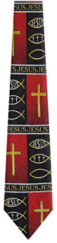 BUYYOURTIES CH-327 - Herren Neuheit Christian Krawatte - Schwarz Rot Gold von BUYYOURTIES