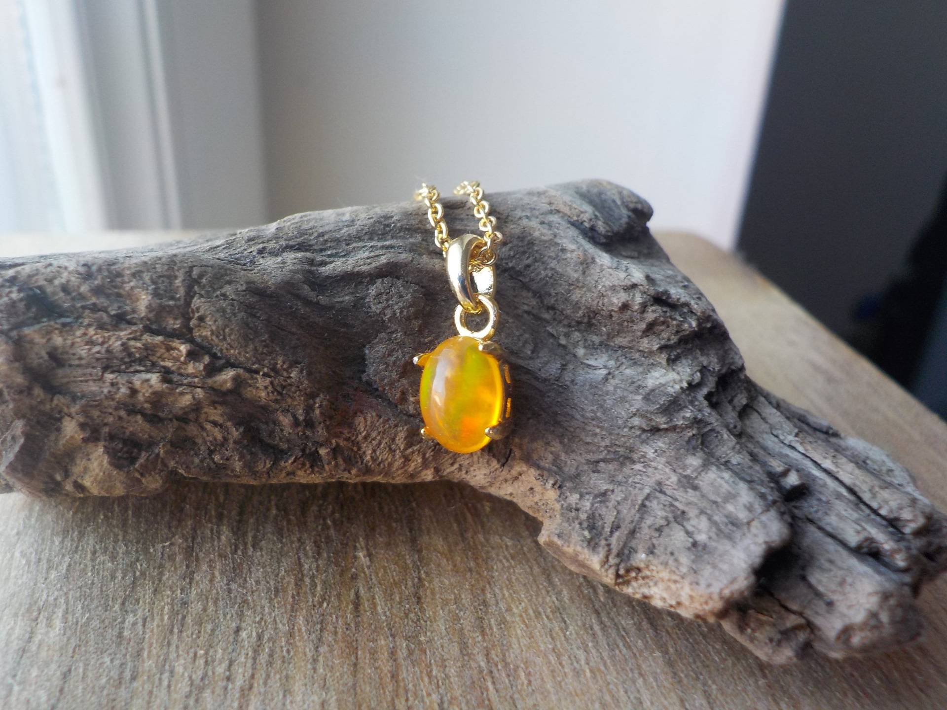 Halskette Pierre Opale Orange, Natürliche Opal Von Äthiopien, Aus Äthiopien von BUniqueShop