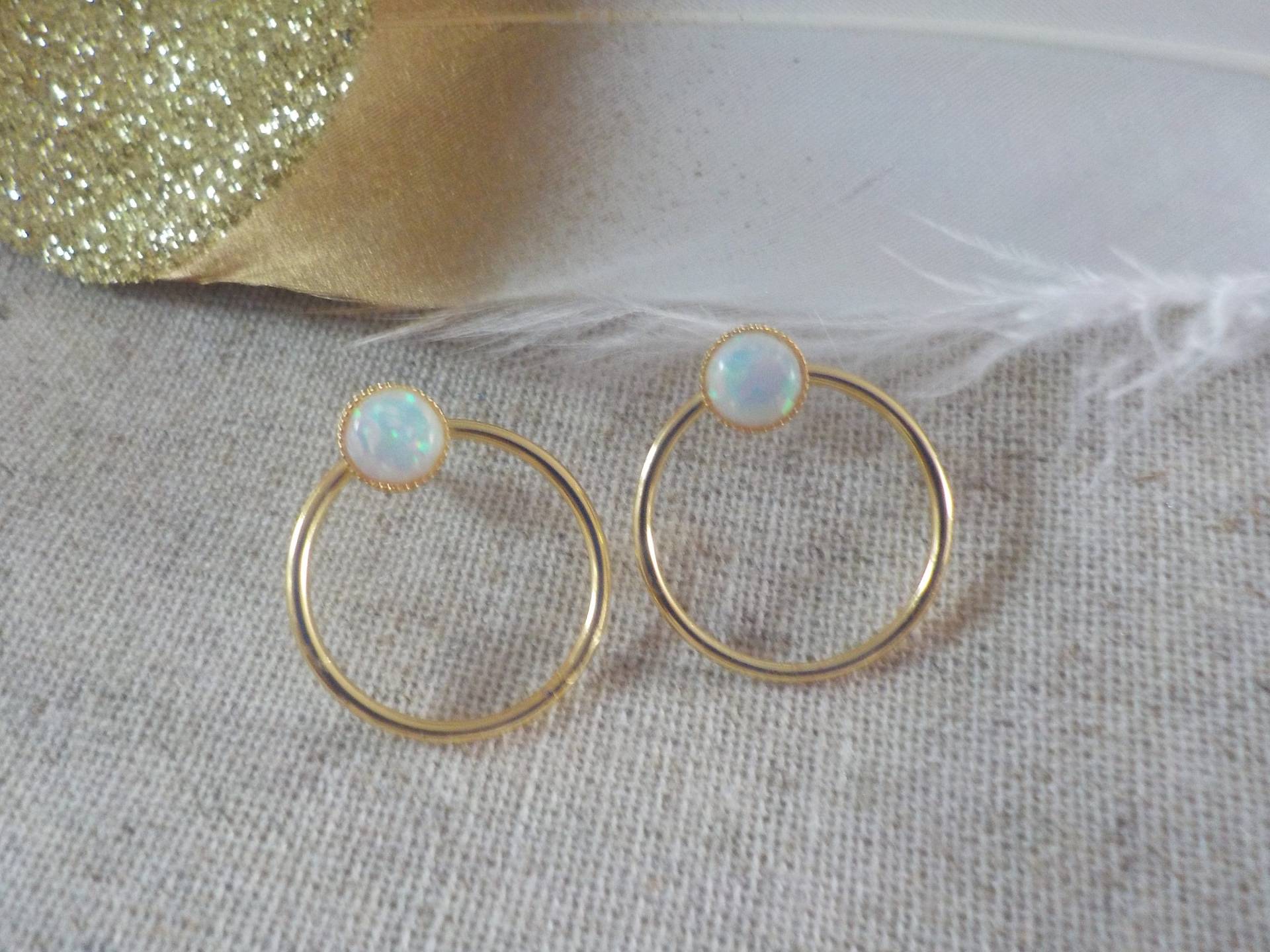 Opal-Ohrringe, Opal-Ohrringe, Opal-Ohrchips, Opal Schmuck, Vergoldete Ohrringe von BUniqueShop