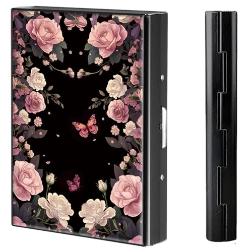 BVCLKJPOI Kreditkartenetui aus Metall, 6 Kartenfächer, RFID-blockierende Edelstahl-Geldbörse, schlanke Metall-Kreditkarten-Brieftasche, mit zuverlässigem Druckknopf, Metallgeldbörse für Damen und von BVCLKJPOI